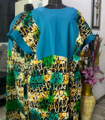 Blue Patterned Ankara Bubu Dress