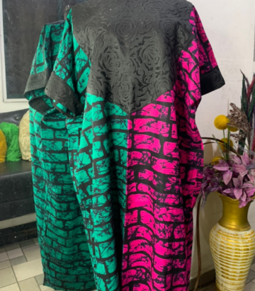 Black Green and Purple Ankara Bubu Dress